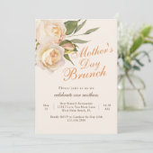 Mooie Chic Witte Rozen Crème Moederdag Brunch Kaart (Staand voorkant)