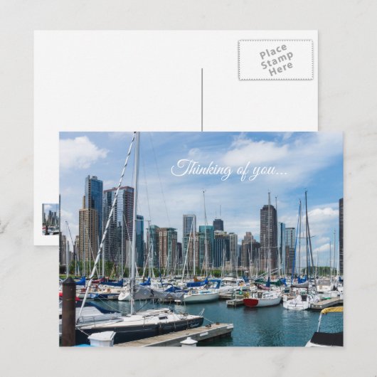 Mooie Chicago Harbour denking van je Briefkaart (Voorkant / Achterkant)
