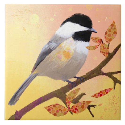 Mooie Chickadee Keramische Tegel Tegeltje (Voorkant)