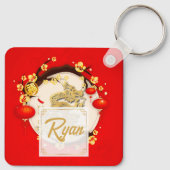 Mooie Chinese Draak Nieuwjaar 2024 Monogram SK Sleutelhanger (Achterkant)