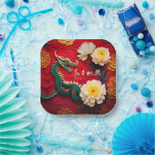 Mooie Chinese Draak Nieuwjaar 2024 PPsqP2 Papieren Bordje (Feest)