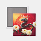 Mooie Chinese Draak Nieuwjaar 2024 SqM1 Magneet (Voorkant / Achterkant)