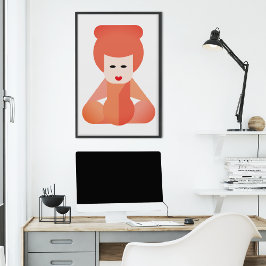 Mooie Chinese Meisje Kunst Canvas Afdruk