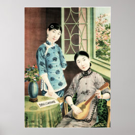 Mooie Chinese muziek portret oud Chinees Poster