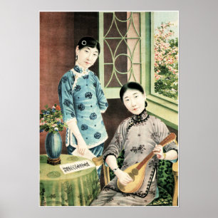 Mooie Chinese muziek portret oud Chinees Poster