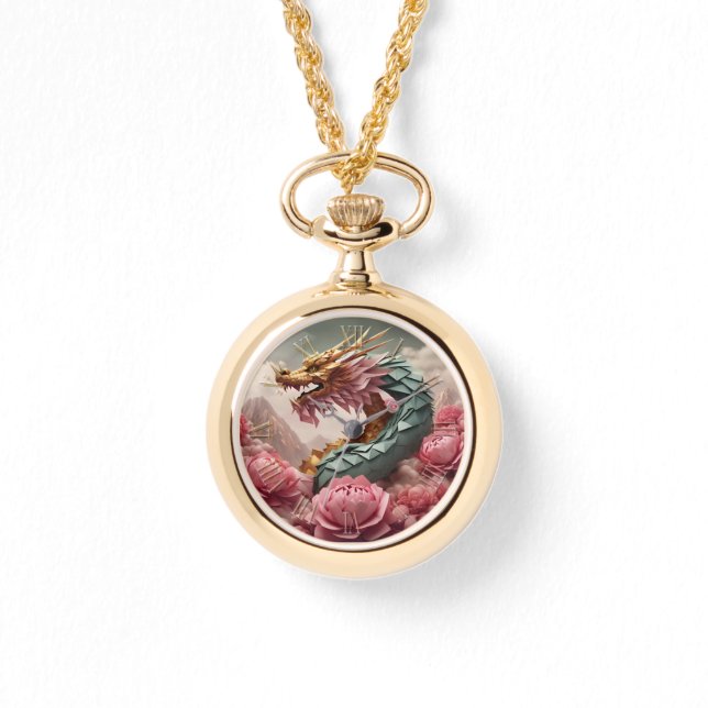 Mooie Chinese Nieuwjaar Dragon 2024 WW Horloge (Voorkant)