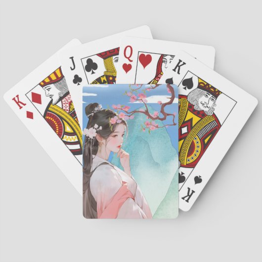 Mooie Chinese vrouw Pokerkaarten (Achterkant)