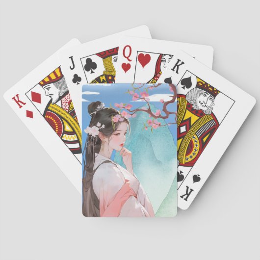 Mooie Chinese vrouw Pokerkaarten (Achterkant)