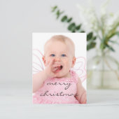 Mooie chique Baby foto Vrolijk kerstfeest Feestdagenkaart (Staand voorkant)