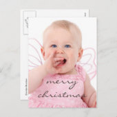Mooie chique Baby foto Vrolijk kerstfeest Feestdagenkaart (Voorkant / Achterkant)