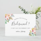 Mooie chique bloem zal je mijn bruidsmeisje zijn kaart (Staand voorkant)