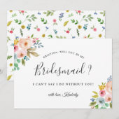 Mooie chique bloem zal je mijn bruidsmeisje zijn kaart (Voorkant / Achterkant)