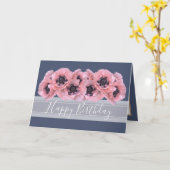 Mooie chique bloemboeket roze papaver verjaardag kaart (Gele Bloem)