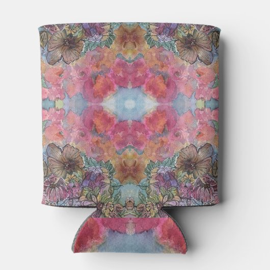 Mooie chique bloementuin Waterverf schilderij Blikjeskoeler (Achterkant)