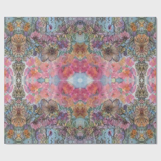 Mooie chique bloementuin Waterverf schilderij Cadeaupapier (Vlak)