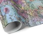 Mooie chique bloementuin Waterverf schilderij Cadeaupapier (Rol Hoek)