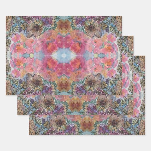 Mooie chique bloementuin Waterverf schilderij Inpakpapier Vel (Set)