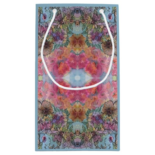 Mooie chique bloementuin Waterverf schilderij Klein Cadeauzakje (Achterkant)