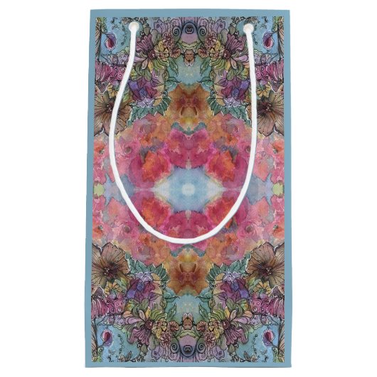 Mooie chique bloementuin Waterverf schilderij Klein Cadeauzakje (Voorkant)