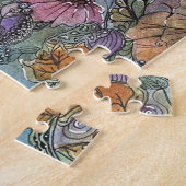 Mooie chique bloementuin Waterverf schilderij Legpuzzel (Zijkant)