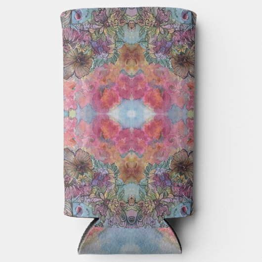 Mooie chique bloementuin Waterverf schilderij Seltzer Blikjeskoeler (Voorkant)