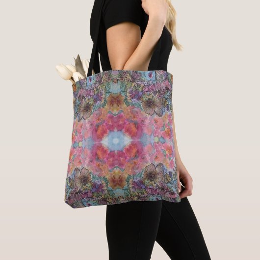 Mooie chique bloementuin Waterverf schilderij Tote Bag (Dichtbij)
