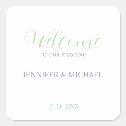 Mooie chique kalligrafie Elegante welkom bruiloft Vierkante Sticker (Voorkant)