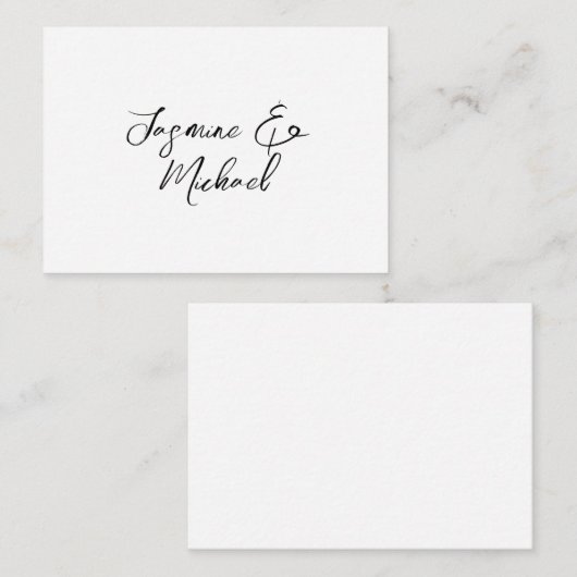 Mooie chique kalligrafie noemt bruiloften informatiekaartje (Voorkant / Achterkant)