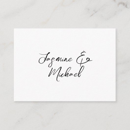 Mooie chique kalligrafie noemt bruiloften informatiekaartje (Voorkant)
