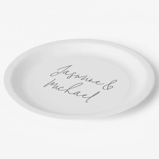 Mooie chique kalligrafie paar namen papieren bordje (Gekanteld)