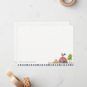 Mooie Chique Landelijke Rode Schuur Haan Boerderij Notitiekaartje (Voorkant / Achterkant in situ)