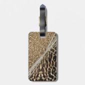 Mooie chique meisje luipaard print gouden glitter bagagelabel (Achterkant verticaal)