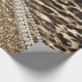 Mooie chique meisje luipaard print gouden glitter cadeaupapier (Hoek)