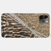 Mooie chique meisje luipaard print gouden glitter Case-Mate iPhone case (Achterkant (horizontaal))