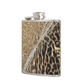 Mooie chique meisje luipaard print gouden glitter heupfles (Links)