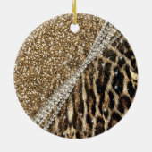 Mooie chique meisje luipaard print gouden glitter keramisch ornament (Achterkant)