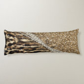 Mooie chique meisje luipaard print gouden glitter lichaamskussen (Achterkant)