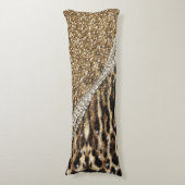 Mooie chique meisje luipaard print gouden glitter lichaamskussen (Voorkant Verticaal)