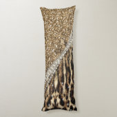 Mooie chique meisje luipaard print gouden glitter lichaamskussen (Achterkant (Verticaal))