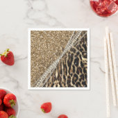 Mooie chique meisje luipaard print gouden glitter servetten (Insitu)