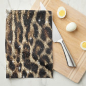 Mooie chique meisje luipaard print gouden glitter theedoek (Quarter Fold)