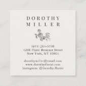 Mooie chique witte elegante minimalistische bloemi vierkante visitekaartje (Achterkant)