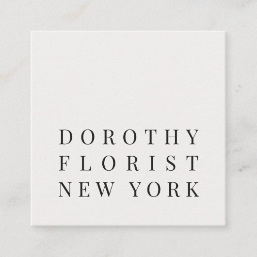 Mooie chique witte elegante minimalistische bloemi vierkante visitekaartje (Voorkant)