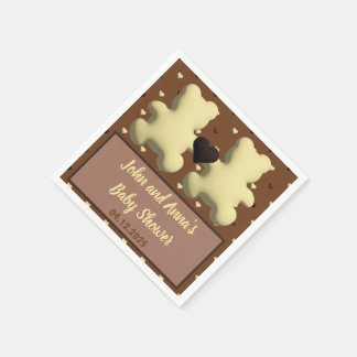 Mooie chocoladbeer Baby shower servetten