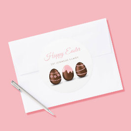 Mooie Chocolade Eieren Gelukkig Pasen Ronde Sticker