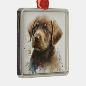 MOOIE CHOCOLADE LABRADOR RETRIEVER HOND METALEN ORNAMENT (Rechts)