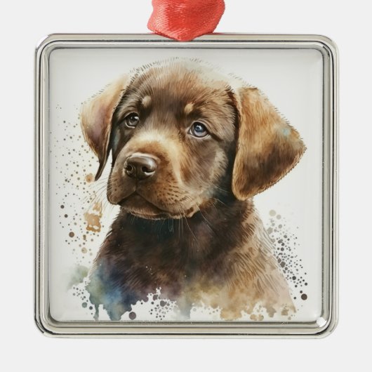 MOOIE CHOCOLADE LABRADOR RETRIEVER HOND METALEN ORNAMENT (Voorkant)