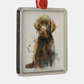 MOOIE CHOCOLADE LABRADOR RETRIEVER HOND METALEN ORNAMENT (Rechts)