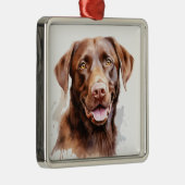 MOOIE CHOCOLADE LABRADOR RETRIEVER HOND METALEN ORNAMENT (Rechts)