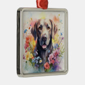 MOOIE CHOCOLADE LABRADOR RETRIEVER HOND METALEN ORNAMENT (Rechts)